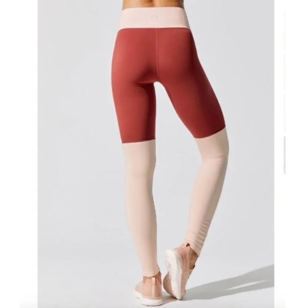 Varley Swathmore Colorblock Leggings Size XXS Red Pink Ruched‎ Hem